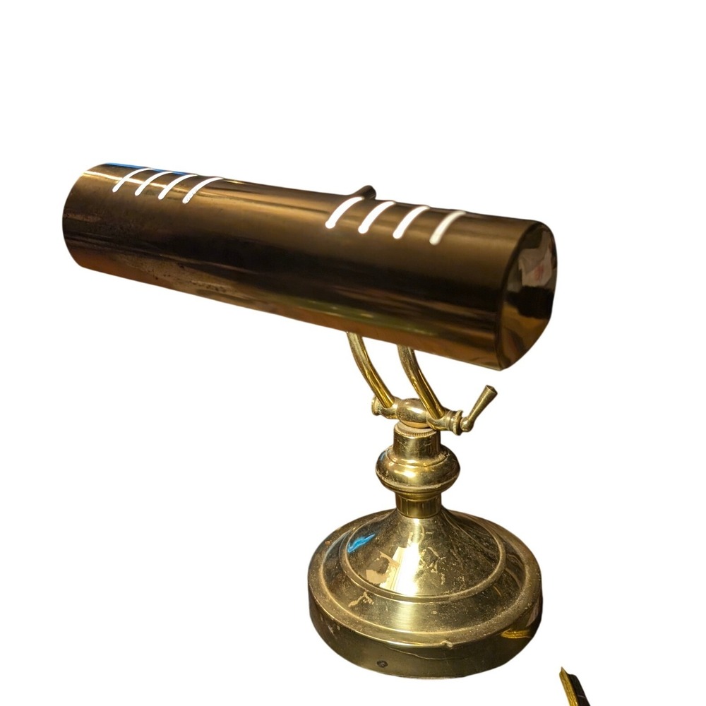 Vintage Brass Piano Desk Lamp Adjustable Swing Arm Task Light Gold Tone